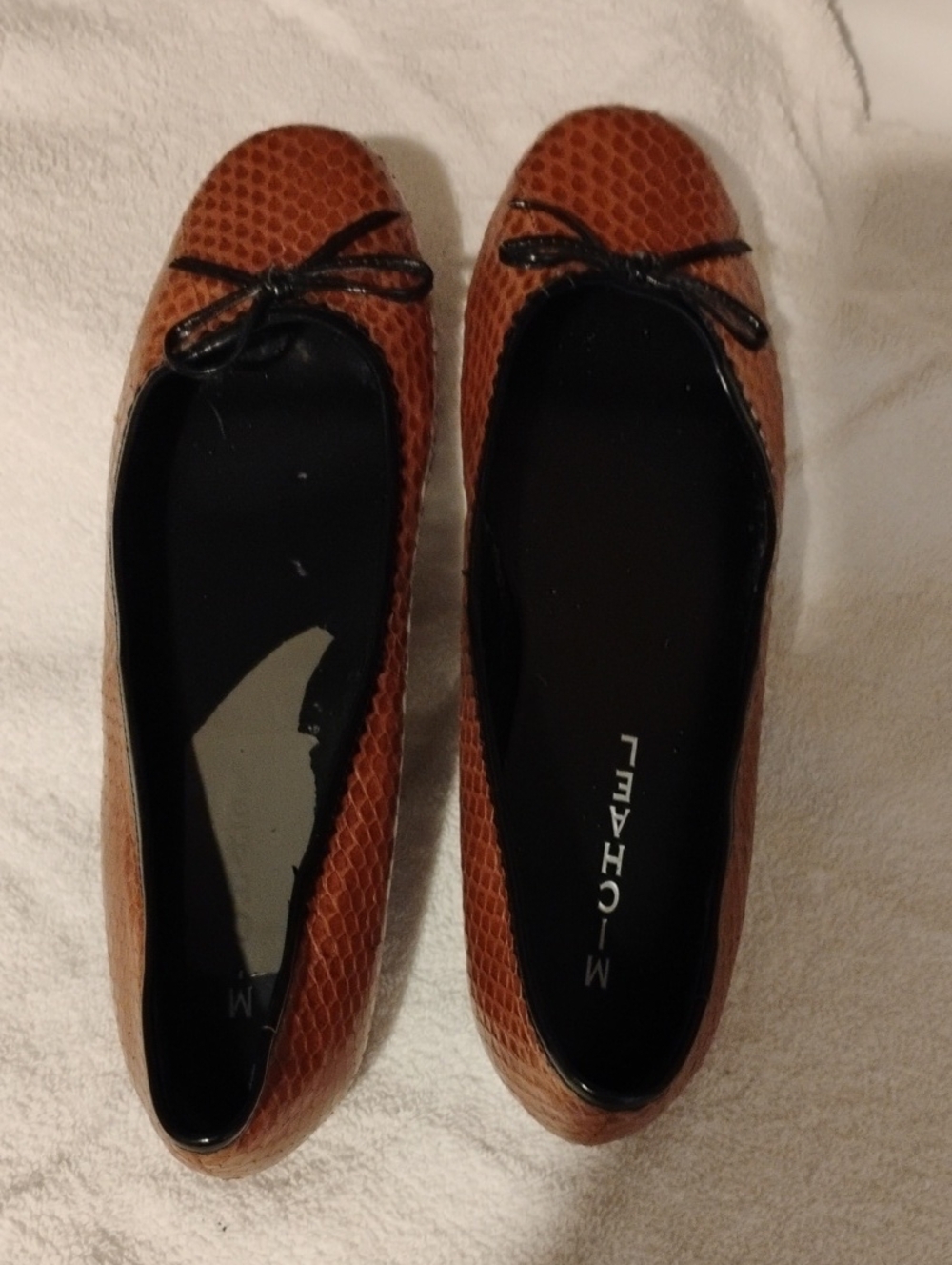 Michaels Tan Textured Bow Ballet Flats